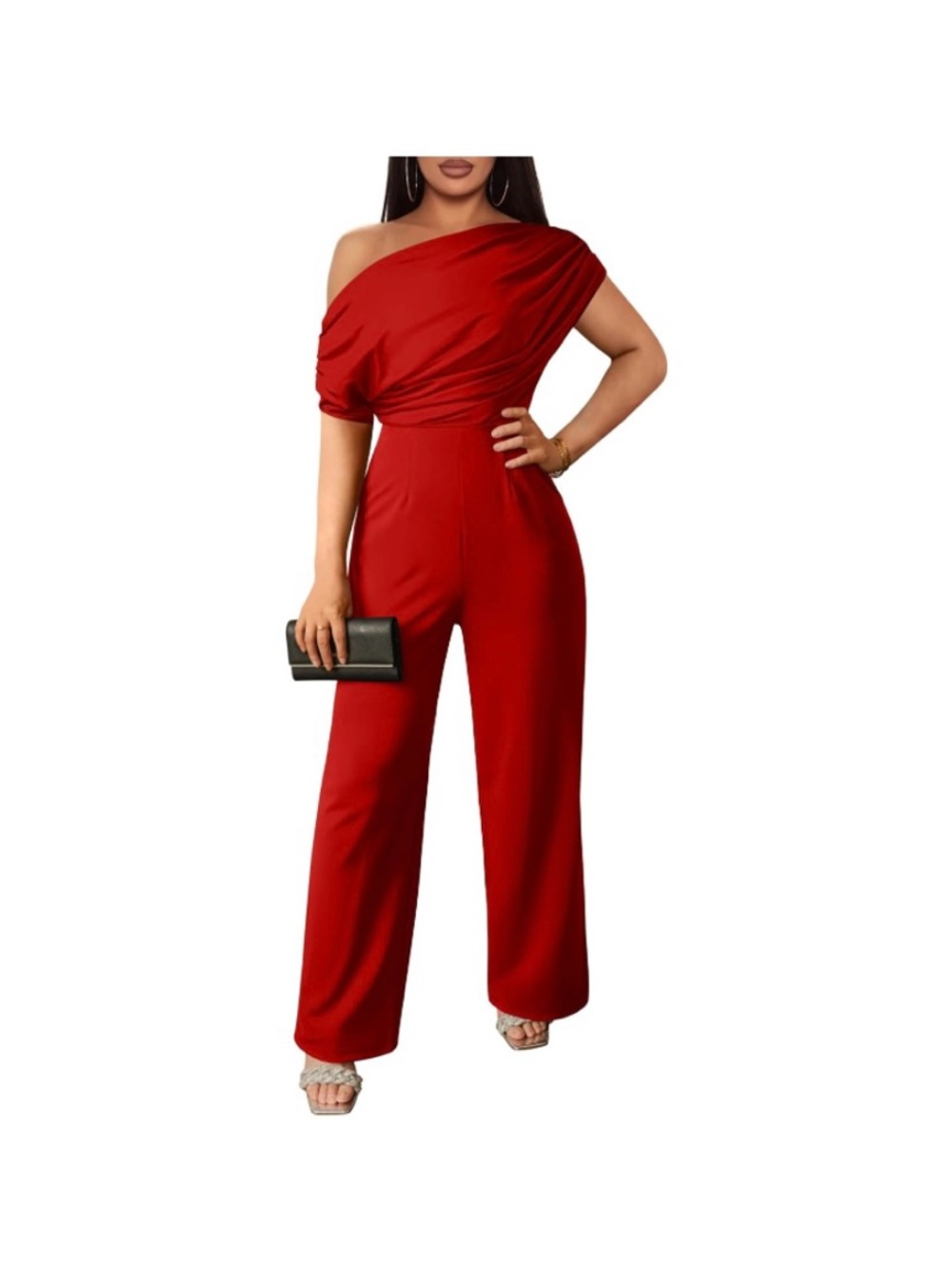 New Women XL Casual Sleeveless Off Shoulder Wide Leg Jumpsuits